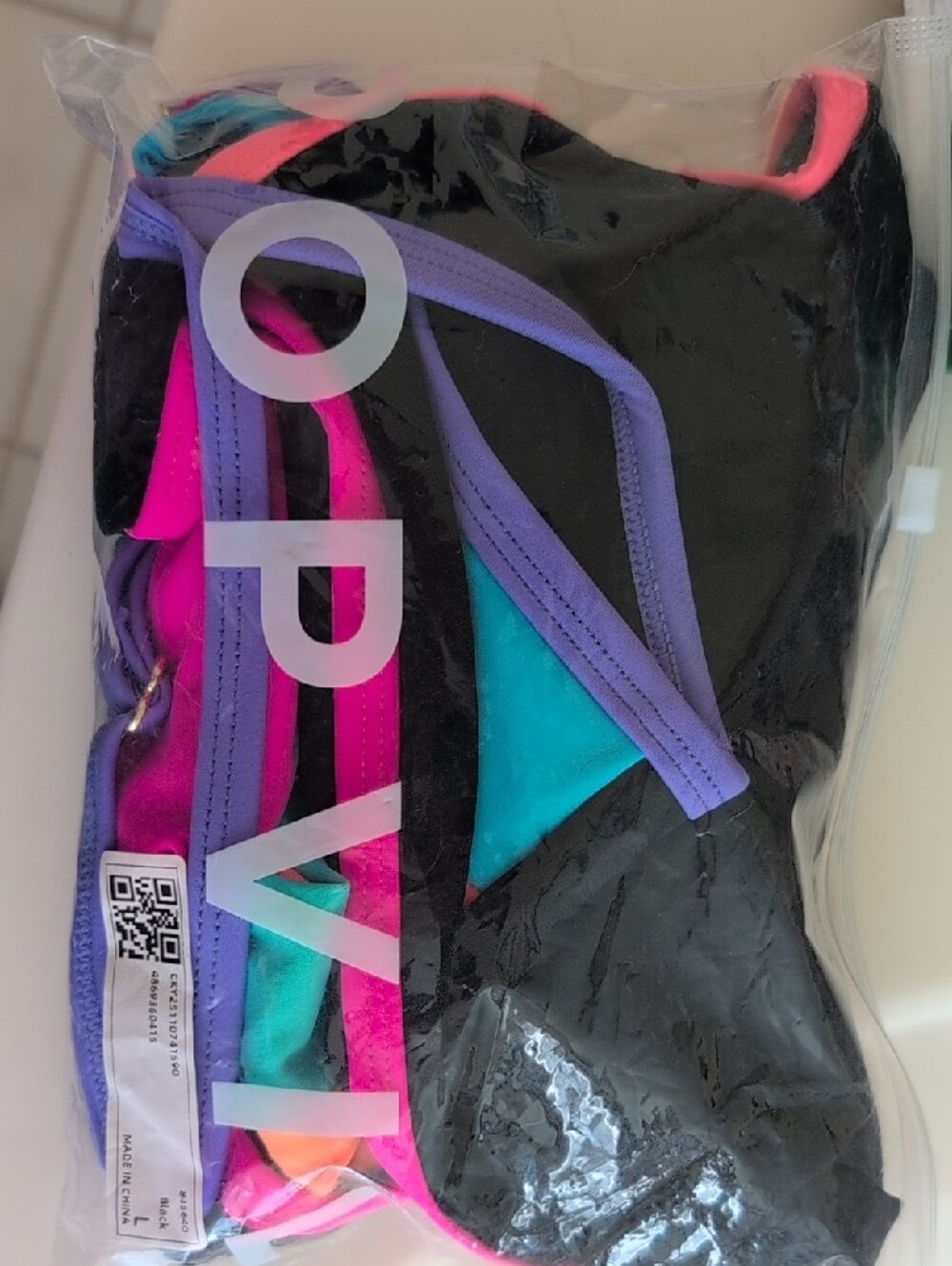 Limited Access -Multicolor Cutout One-Piece Swimsuit - Black with Bright Stripes - Picture 4 of 5